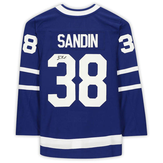 T.Maple Leafs #38 Rasmus Sandin Fanatics Authentic Autographed Blue Stitched American Hockey Jersey UNEC