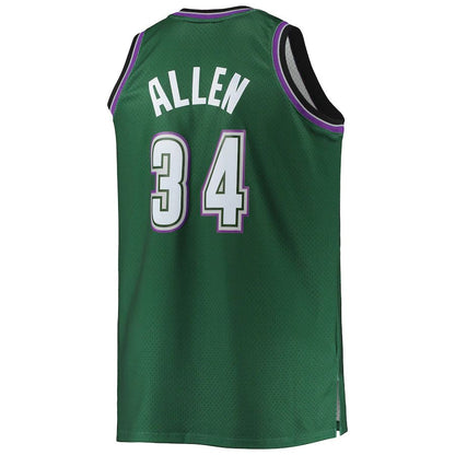 M.Bucks #34 Ray Allen Mitchell & Ness Big & Tall 1996-97 Hardwood Classics Swingman Jersey Hunter Green Stitched American Basketball Jersey UNEC