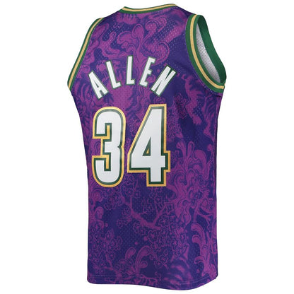 M.Bucks #34 Ray Allen Mitchell & Ness Hardwood Classics 2000-01 Lunar New Year Swingman Jersey Purple Stitched American Basketball Jersey UNEC