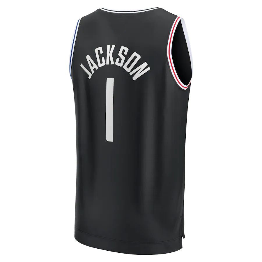 LA.Clippers #1 Reggie Jackson Fanatics Branded 2022-23 Fastbreak Jersey City Edition Black Stitched American Basketball Jersey UNEC