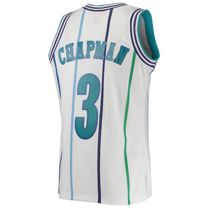C.Hornets #3 Rex Chapman Mitchell & Ness 1988-89 Hardwood Classics Swingman Jersey White Stitched American Basketball Jersey UNEC