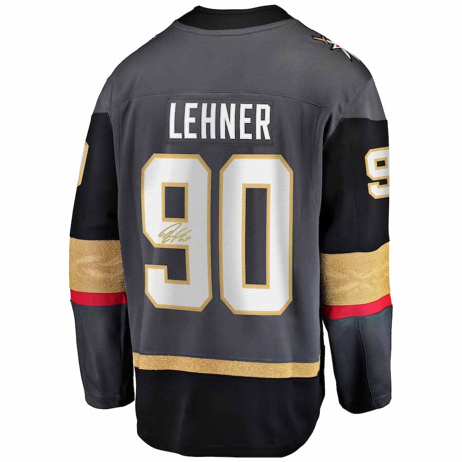 V.Golden Knights #90 Robin Lehner Fanatics Authentic Autographed Black Fanatics Breakaway Jersey Gray Hockey Jersey UNEC