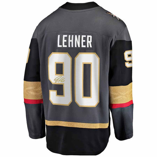 V.Golden Knights #90 Robin Lehner Fanatics Authentic Autographed Black Fanatics Breakaway Jersey Gray Hockey Jersey UNEC