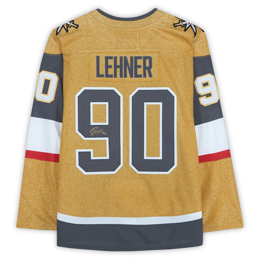V.Golden Knights #90 Robin Lehner Fanatics Authentic Autographed Gold Alternate Authentic Jersey Hockey Jersey UNEC