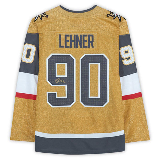 V.Golden Knights #90 Robin Lehner Fanatics Authentic Autographed Gold Alternate Authentic Jersey Hockey Jersey UNEC