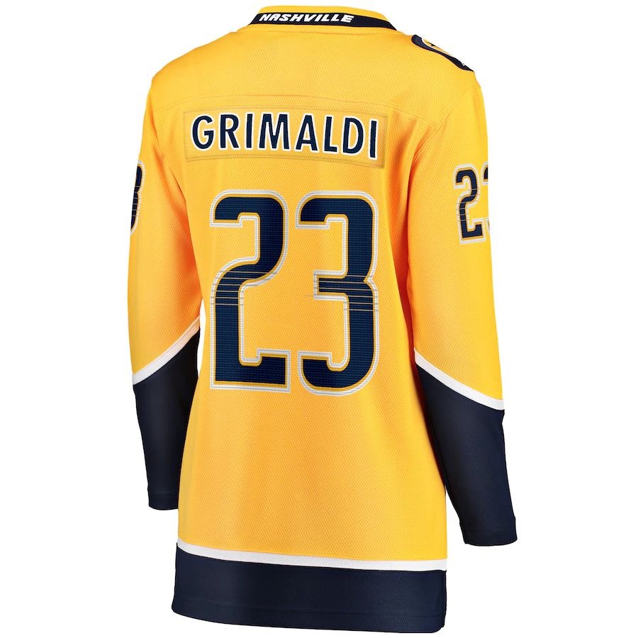 N.Predators #23 Rocco Grimaldi Fanatics Branded Home Breakaway Player Jersey Gold Stitched American Hockey Jersey UNEC