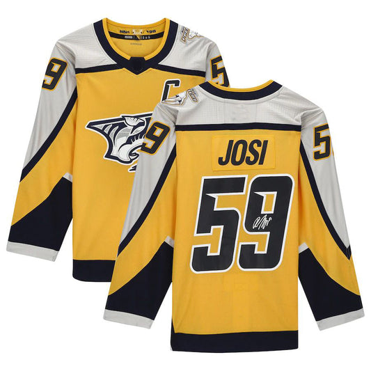 N.Predators #59 Roman Josi Fanatics Authentic Autographed 2020-21 Reverse Retro Gold Stitched American Hockey Jersey UNEC