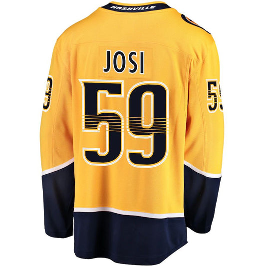 N.Predators #59 Roman Josi Fanatics Branded Breakaway Player Jersey  Gold Stitched American Hockey Jersey UNEC