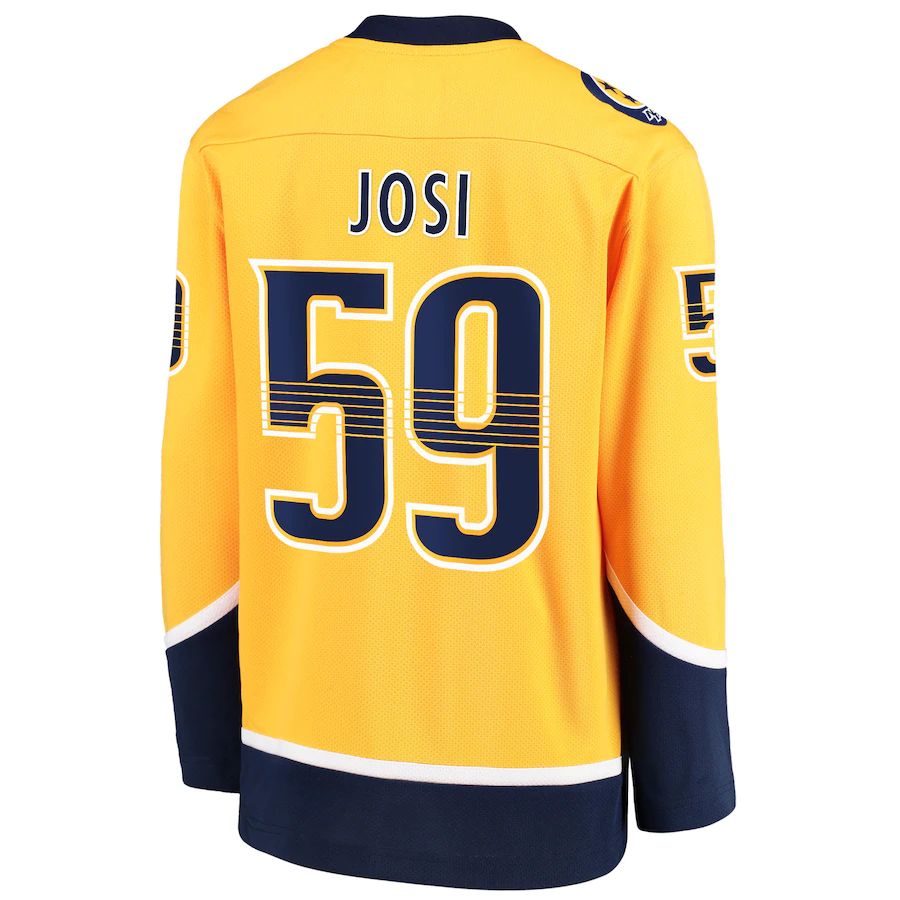 N.Predators #59 Roman Josi Fanatics Branded Home Replica Player Jersey Gold Stitched American Hockey Jersey UNEC