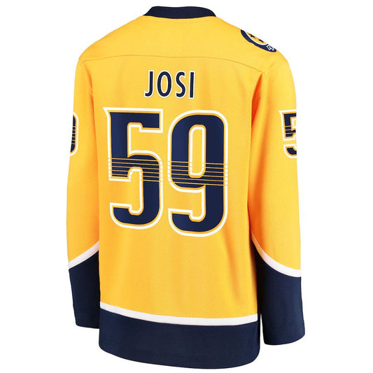 N.Predators #59 Roman Josi Fanatics Branded Home Replica Player Jersey Gold Stitched American Hockey Jersey UNEC