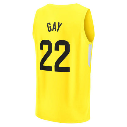 U.Jazz #22 Rudy Gay Fanatics Branded 2022-23 Fast Break Replica Player Jersey Icon Edition Yellow Stitched American Basketball Jersey UNEC