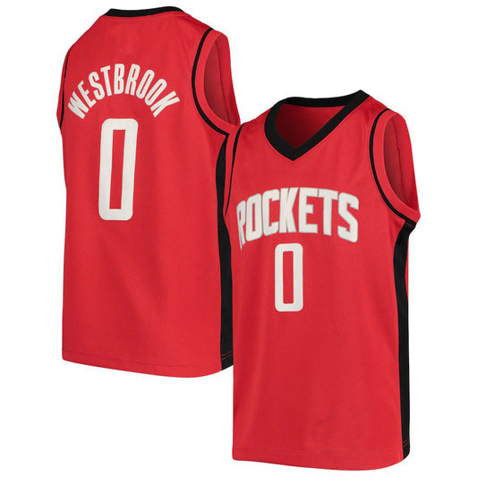 H.Rockets #0 Russell Westbrook Swingman Jersey Icon Edition Red Stitched American Basketball Jersey UNEC