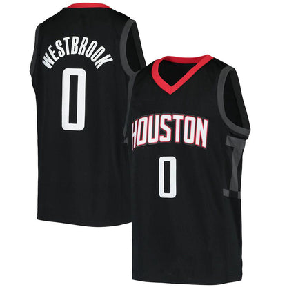 H.Rockets #0 Russell Westbrook 2020-21 Swingman Player Jersey Black Statement Edition Stitched American Basketball Jersey UNEC