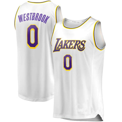 LA.Lakers #0 Russell Westbrook Fanatics Branded 2020-21 Fast Break Replica Player Jersey White Association Edition Stitched American Basketball Jersey UNEC