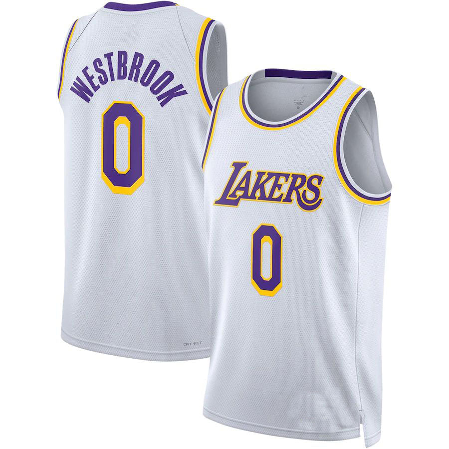 LA.Lakers #0 Russell Westbrook Unisex 2022-23 Swingman Jersey  Association Edition White Stitched American Basketball Jersey UNEC