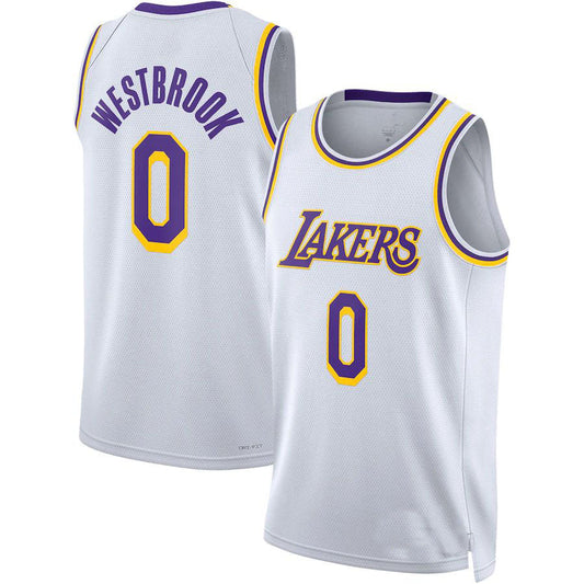 LA.Lakers #0 Russell Westbrook Unisex 2022-23 Swingman Jersey  Association Edition White Stitched American Basketball Jersey UNEC