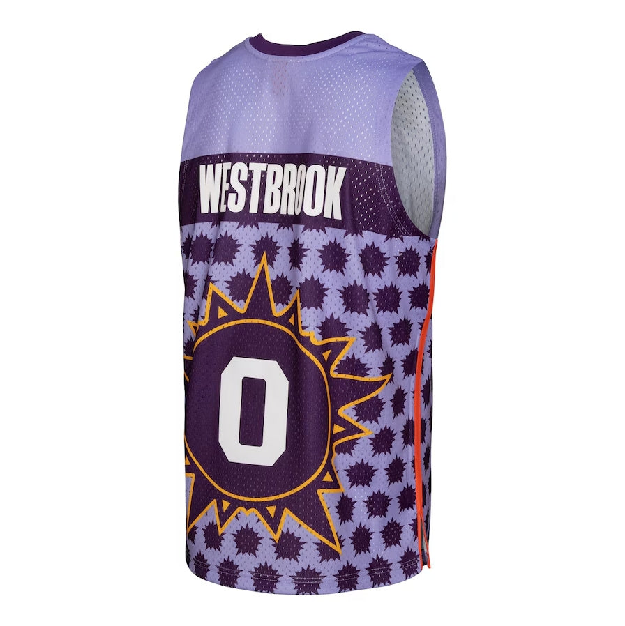 H.Rockets #0 Russell Westbrook Mitchell & Ness 2009 Rising Stars Swingman Jersey - Purple Stitched American Basketball Jersey UNEC