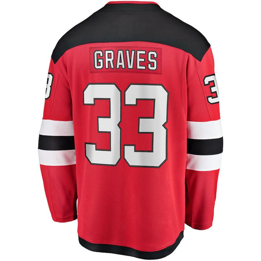 NJ.Devils #33 Ryan Graves Fanatics Branded Breakaway Player Jersey Red Stitched American Hockey Jersey UNEC