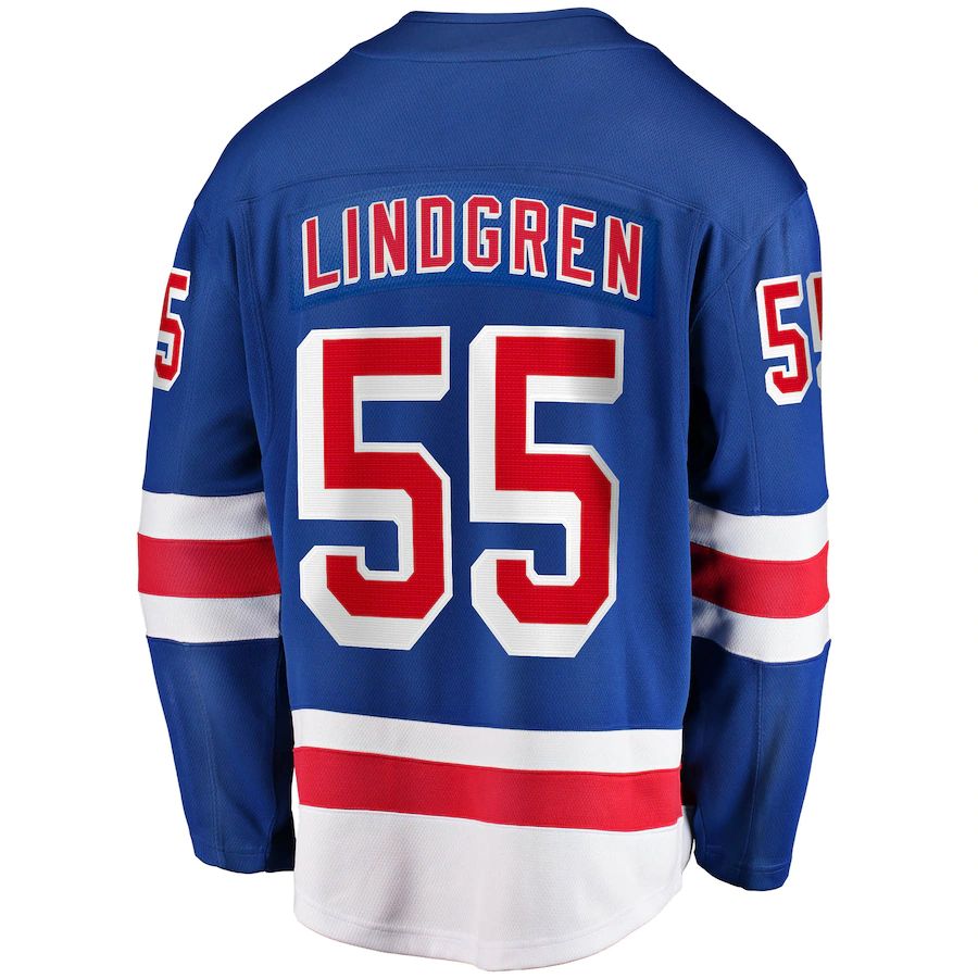 NY.Rangers #55 Ryan Lindgren Fanatics Branded 2017-18 Home Breakaway Replica Jersey  Blue Stitched American Hockey Jersey UNEC
