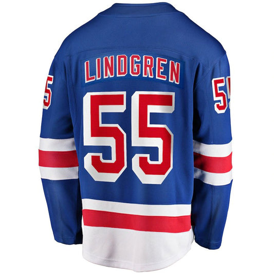 NY.Rangers #55 Ryan Lindgren Fanatics Branded 2017-18 Home Breakaway Replica Jersey  Blue Stitched American Hockey Jersey UNEC