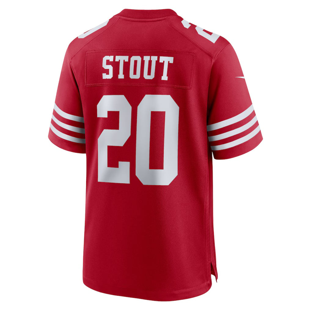 SF.49ers #20 Upton Stout Scarlet Team Game Stitched American Football Jerseys CustomName