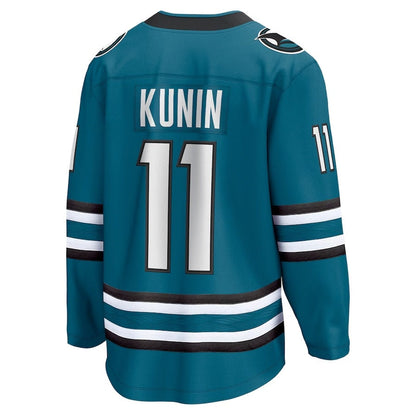 SJ.Sharks #11 Luke Kunin Fanatics Home Breakaway Player Jersey - Teal Stitched American Hockey Jersey UNEC