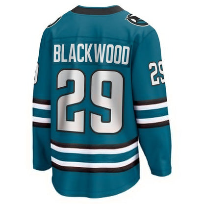SJ.Sharks #29 Mackenzie Blackwood Fanatics Home Breakaway Jersey - Teal Stitched American Hockey Jersey UNEC