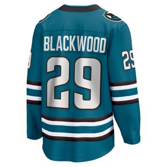 SJ.Sharks #29 Mackenzie Blackwood Fanatics Home Breakaway Jersey - Teal Stitched American Hockey Jersey UNEC