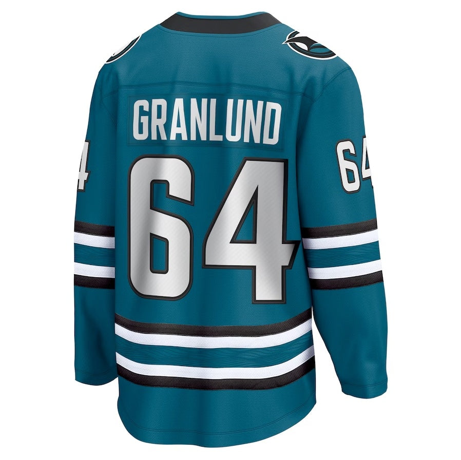 SJ.Sharks #64 Mikael Granlund Fanatics Home Breakaway Jersey - Teal Stitched American Hockey Jersey UNEC