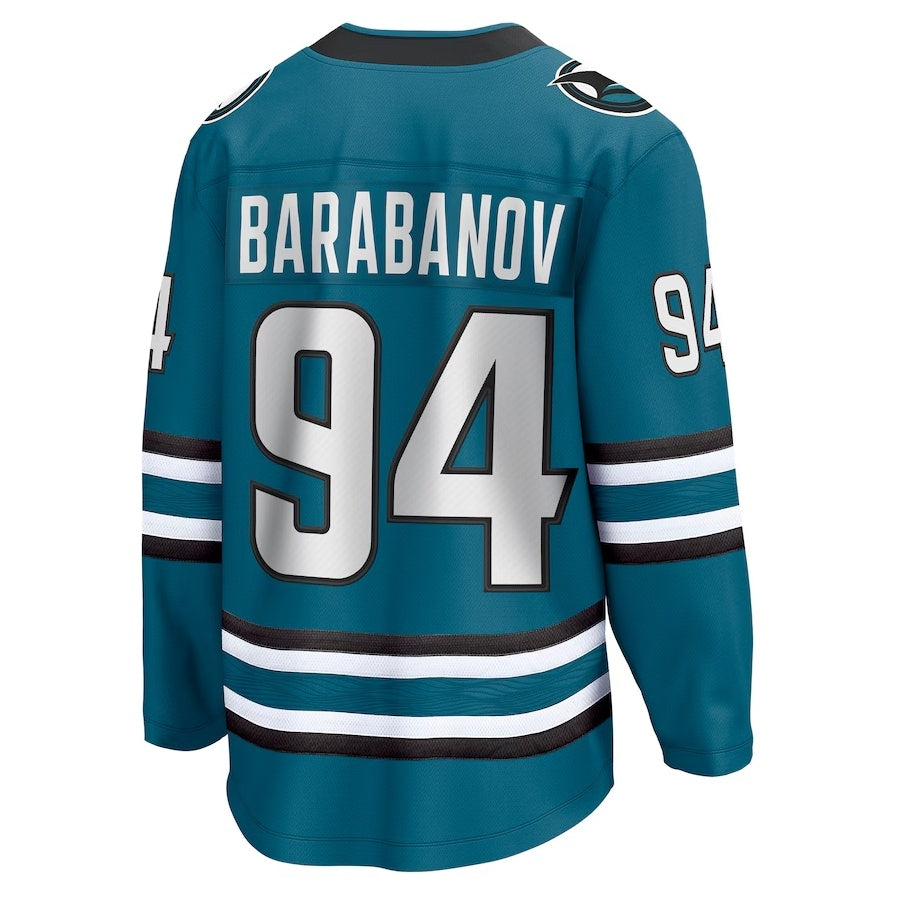 SJ.Sharks #94 Alexander Barabanov Fanatics Home Breakaway Player Jersey - Teal Stitched American Hockey Jersey UNEC