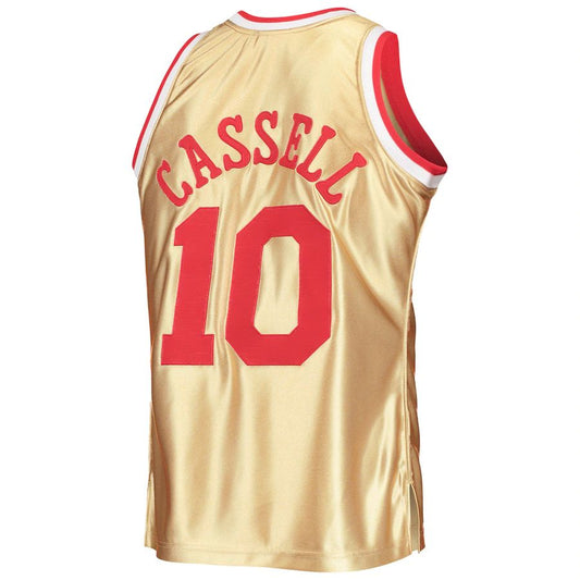 H.Rockets #10 Sam Cassell Mitchell & Ness 75th Anniversary 1993-94 Hardwood Classics Swingman Jersey  Gold Stitched American Basketball Jersey UNEC