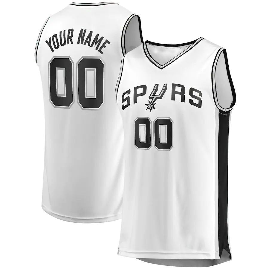 Custom S.Antonio Spurs Fanatics Branded  Fast Break Custom Replica Jersey Association Edition White Stitched Basketball Jersey