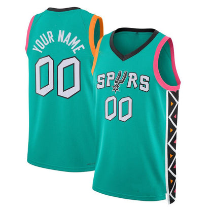 Custom S.Antonio Spurs Unisex  Swingman Custom Jersey City Edition Turquoise Stitched Basketball Jersey