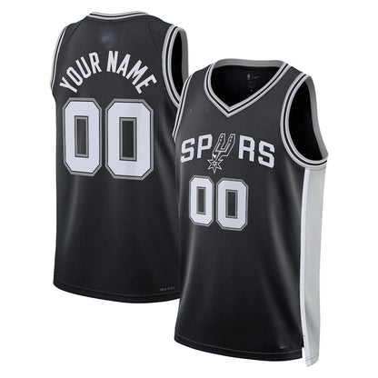Custom S.Antonio Spurs Unisex  Swingman Custom Jersey Black Icon Edition Stitched Basketball Jersey