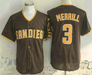 San Diego Padres #3 Jackson Merrill Brown Limited Stitched Baseball Jersey