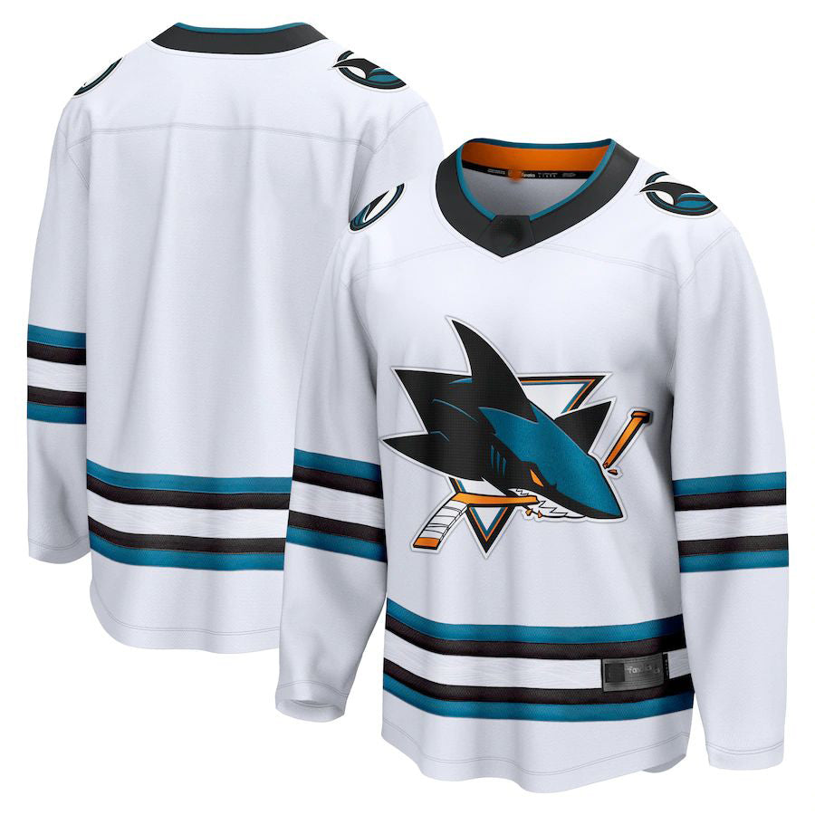 SJ.Sharks Fanatics Branded Away Premier Breakaway Jersey White Stitched American Hockey Jersey UNEC