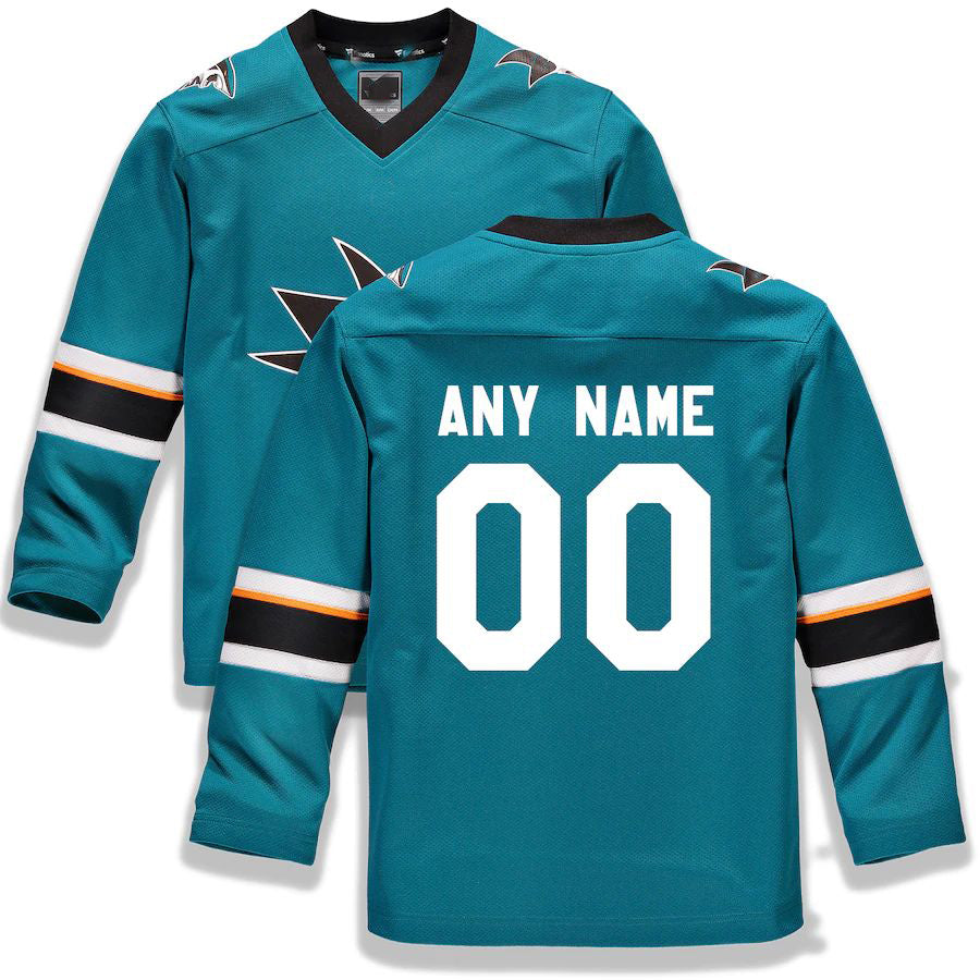 Custom SJ.Sharks Fanatics Branded Home Replica Custom Jersey Teal Stitched American Hockey Jersey UNEC