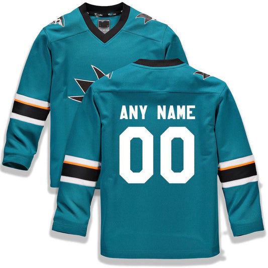 Custom SJ.Sharks Fanatics Branded Home Replica Custom Jersey Teal Stitched American Hockey Jersey UNEC