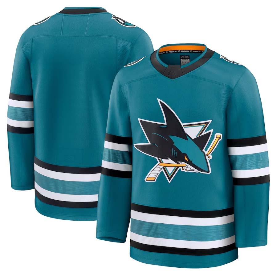 SJ.Sharks Fanatics Home Premium Jersey - Teal Stitched American Hockey Jersey UNEC