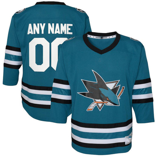 Custom SJ.Sharks Preschool Home Replica Jersey Teal Stitched American Hockey Jersey UNEC