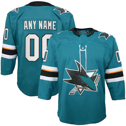 Custom SJ.Sharks 2019-20 Home Premier Teal Stitched American Hockey Jersey UNEC
