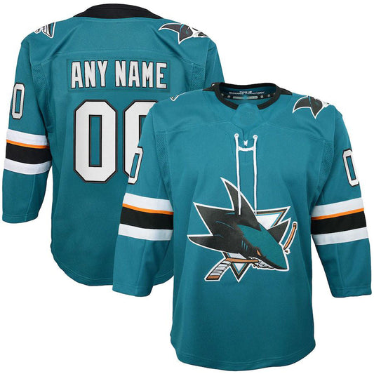 Custom SJ.Sharks 2019-20 Home Premier Teal Stitched American Hockey Jersey UNEC
