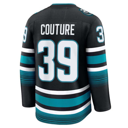 SJ.Sharks #39 Logan Couture Fanatics Alternate Premium Jersey - Black Stitched American Hockey Jersey UNEC