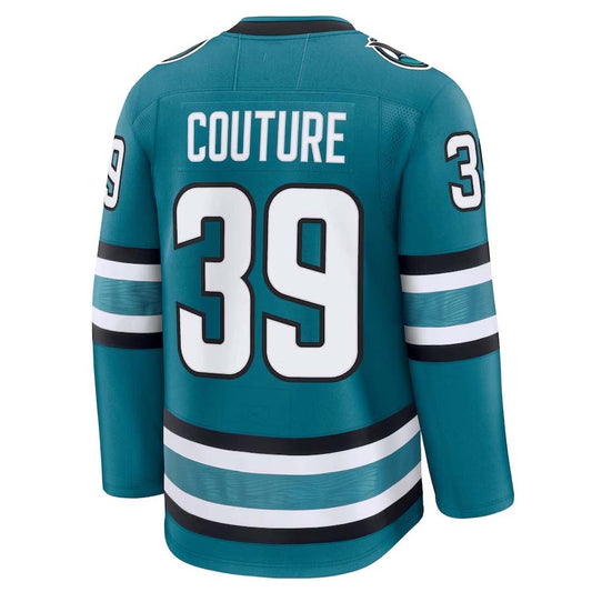 SJ.Sharks #39 Logan Couture Fanatics Home Premium Jersey - Teal Stitched American Hockey Jersey UNEC