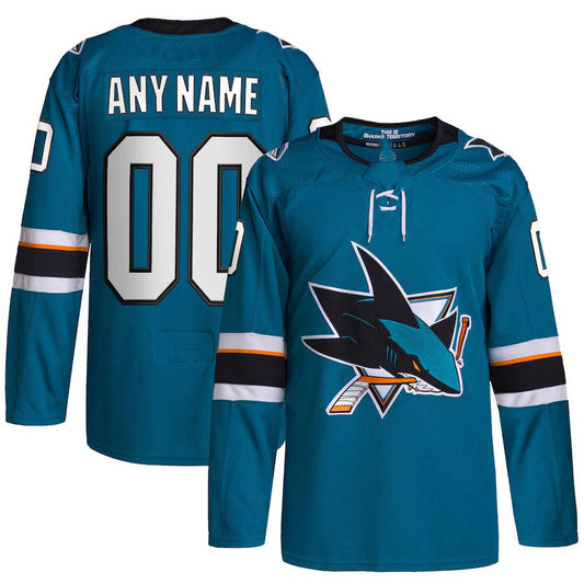 Custom SJ.Sharks 2021-22 Home Primegreen Authentic Pro Jersey Teal Stitched American Hockey Jersey UNEC