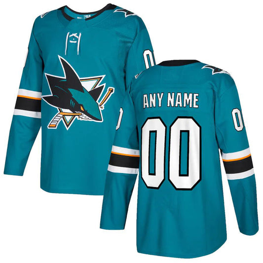 Custom SJ.Sharks Authentic  Jersey  Teal Stitched American Hockey Jersey UNEC