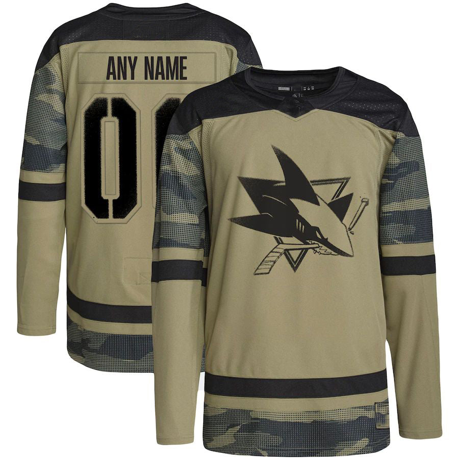 Custom SJ.Sharks Military Appreciation Team Authentic Practice Jersey Camo Stitched American Hockey Jersey UNEC