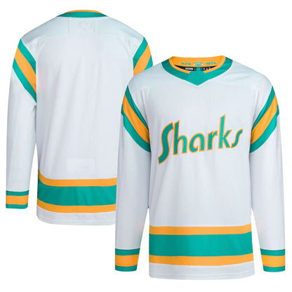 SJ.Sharks Reverse Retro 2.0 Authentic Blank Jersey White Stitched American Hockey Jersey UNEC