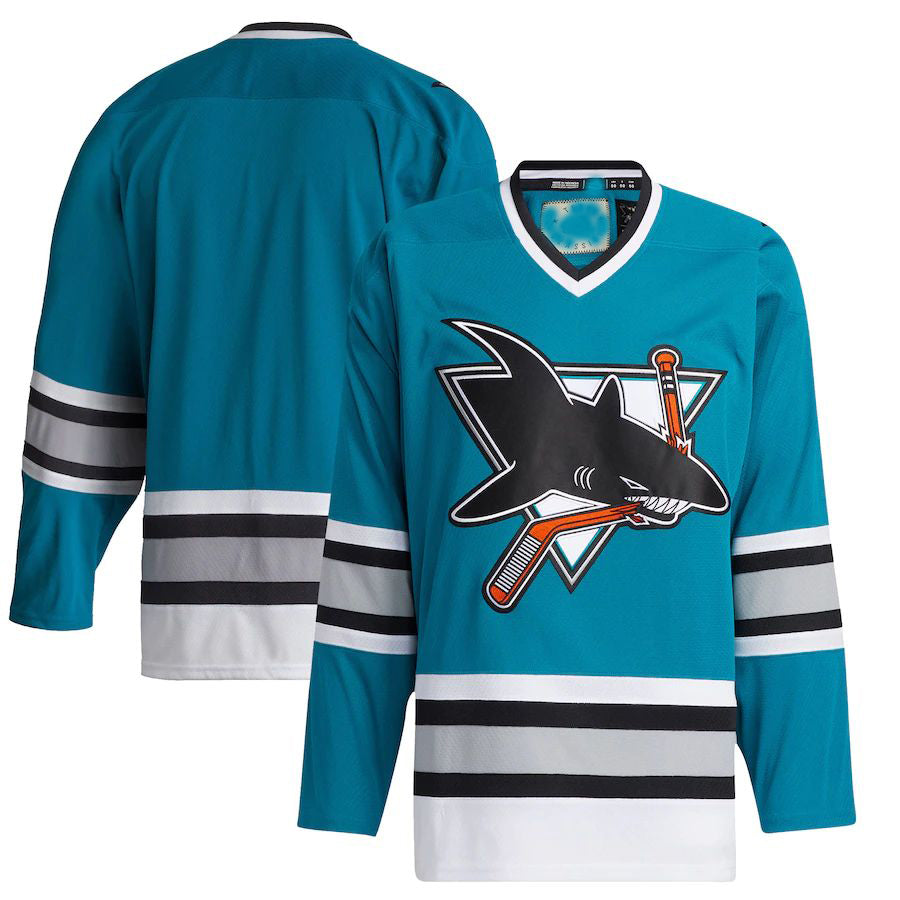 SJ.Sharks Team Classics Authentic Blank Jersey  Teal Stitched American Hockey Jersey UNEC