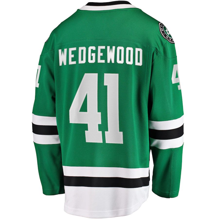 D.Stars #41 Scott Wedgewood Fanatics Branded Home Breakaway Player Jersey Kelly Green Stitched American Hockey Jersey UNEC